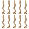 thumbnail image 1 of LOOKSEVEN 10 Pcs Colored Hair Extensions Party Highlights, Flax Gold Curly Wavy Hairpiece Clip in Synthetic Streak for Kids Girls Women 14 Inch, 1 of 7