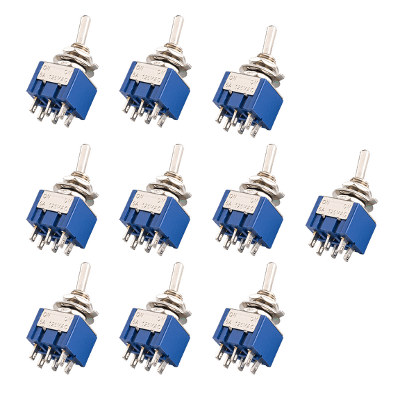 LOOKSEVEN 10x DPDT Guitar Mini Toggle Switch 2 Position ON/ON 6 PIN Car/Boat Switches