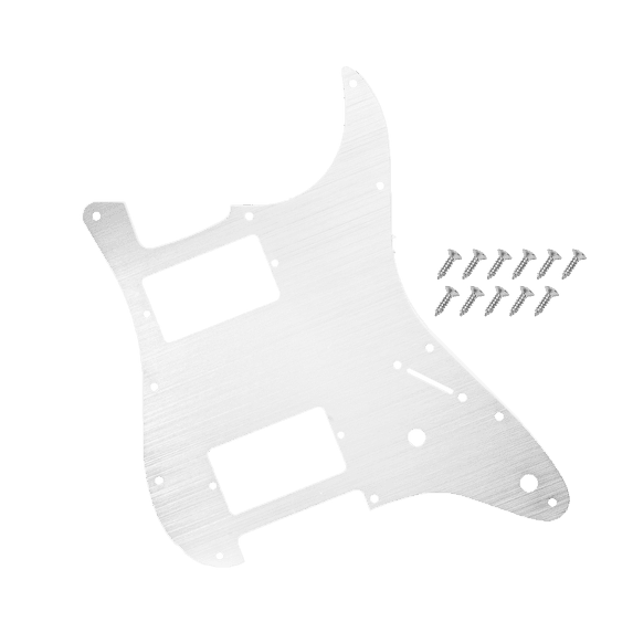 LOOKSEVEN 11 Hole HH Metal Guitar Pickguard Aluminum For ST Strat Electric guitar 7 color-Matte Chrome