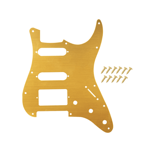 LOOKSEVEN 11 Hole HSS Metal Guitar Pickguard Aluminum For ST Strat Electric guitar 9 color-orangish yellow