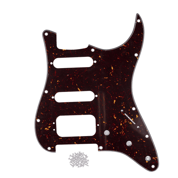 LOOKSEVEN 11-Hole HSS Strat Pickguard with Screws for Modern Player 3-Screw Humbucker Guitar-Brown Tortoise