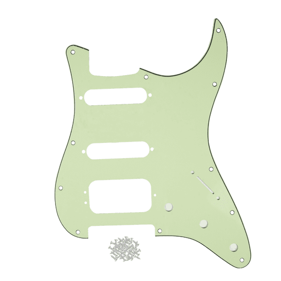 LOOKSEVEN 11-Hole HSS Strat Pickguard with Screws for Modern Player 3-Screw Humbucker Guitar-Mint Green