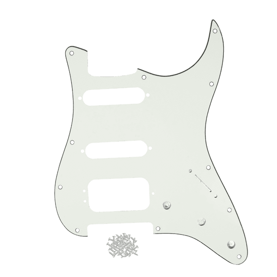 LOOKSEVEN 11-Hole HSS Strat Pickguard with Screws for Modern Player 3-Screw Humbucker Guitar-Vintage White