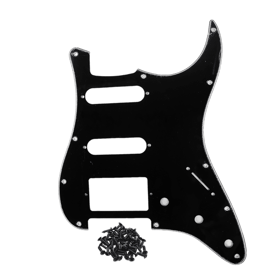 LOOKSEVEN 3-Ply 11-Hole SSH Strat Guitar Pickguard with Mount Screws, Multi-Color Scratch Plate for Stratocaster Style Electric Guitars-Black(3 Ply)