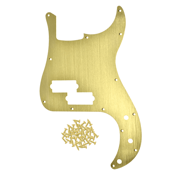 LOOKSEVEN 13 Hole Metal Aluminium Anodized Bass Pickguard Fits for Fender Precision P Bass-Gold