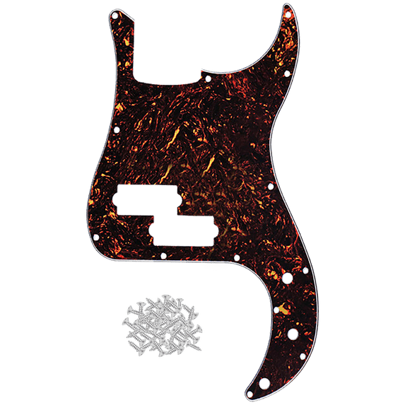 LOOKSEVEN 13-Hole Precision Bass Pickguard Scratch Plate Replacement for 4-String P Bass Style Electric Bass Multiple Color Options-Dark Brown Tortoise