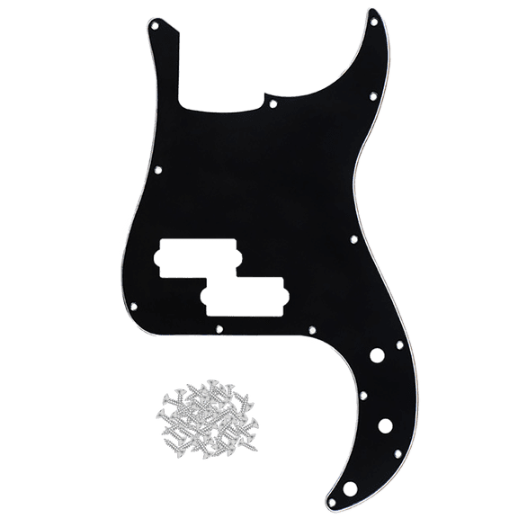 LOOKSEVEN 13-Hole Precision Bass Pickguard Scratch Plate Replacement for 4-String P Bass Style Electric Bass Multiple Color Options-Black 3ply