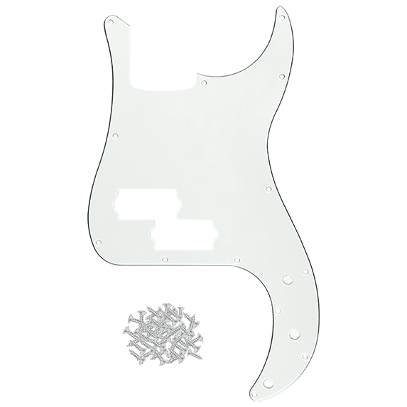 LOOKSEVEN 13-Hole Precision Bass Pickguard Scratch Plate Replacement for 4-String P Bass Style Electric Bass Multiple Color Options-Vintage White