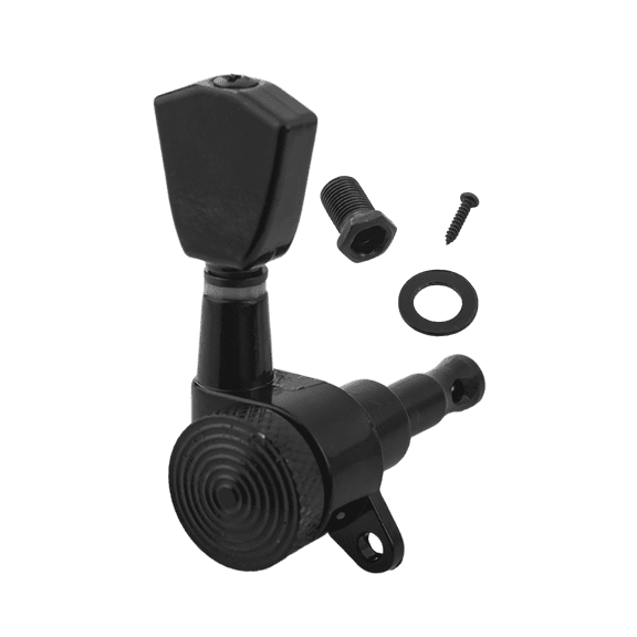 LOOKSEVEN 1R Inline Guitar Locking Tuners Tuning Pegs Machine Heads 1:18 Gear Ratio for Fender/Stratocaster/Telecaster guitar (Black)