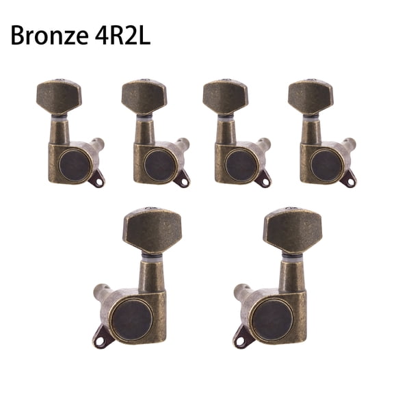 LOOKSEVEN 2 Left 4 Right Hand Sealed Guitar Tuner Pegs,Big Square Electric Guitar String Tuning Pegs Keys Machine Heads for Fender Strat Telecaster Tele/Electric Guitar-Bronze