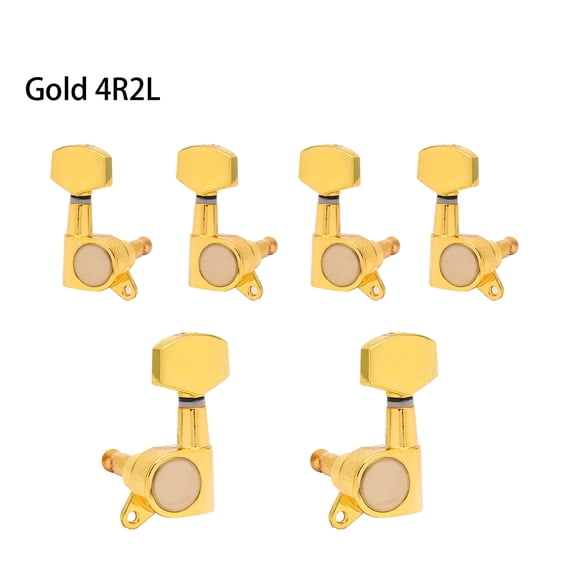 LOOKSEVEN 2 Left 4 Right Hand Sealed Guitar Tuner Pegs,Big Square Electric Guitar String Tuning Pegs Keys Machine Heads for Fender Strat Telecaster Tele/Electric Guitar-Gold