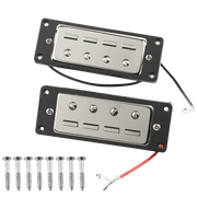 LOOKSEVEN 2 Pack Mini Humbucker Pickups with Black Ring Set for 4 String Electric Bass Guitar Replacement
