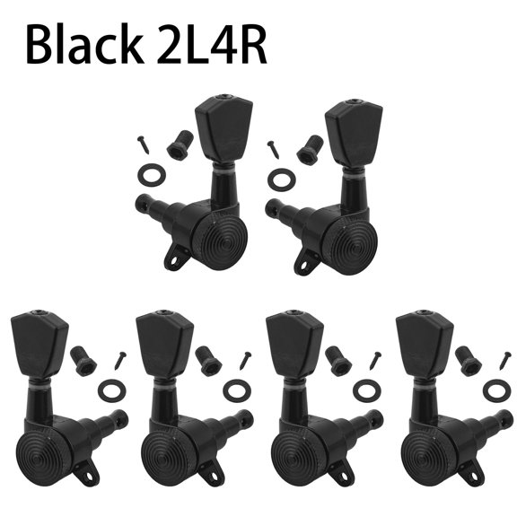 LOOKSEVEN 2L4R Inline Guitar Locking Tuners Tuning Pegs Machine Heads 1:18 Gear Ratio for Fender/Stratocaster/Telecaster guitar (Black)