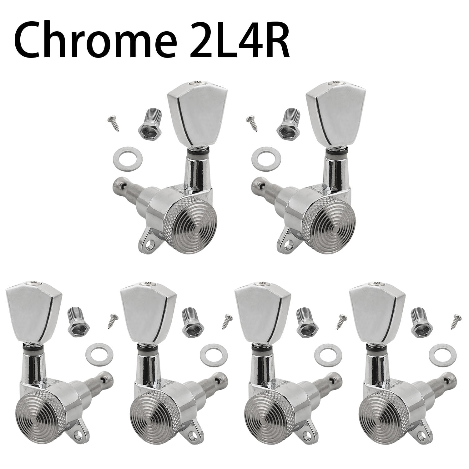 LOOKSEVEN 2L4R Inline Guitar Locking Tuners Tuning Pegs Machine Heads 1:18 Gear Ratio for Fender/Stratocaster/Telecaster guitar (Chrome)