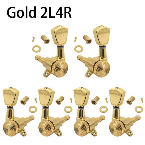 LOOKSEVEN 2L4R Inline Guitar Locking Tuners Tuning Pegs Machine Heads 1:18 Gear Ratio for Fender/Stratocaster/Telecaster guitar (Gold)