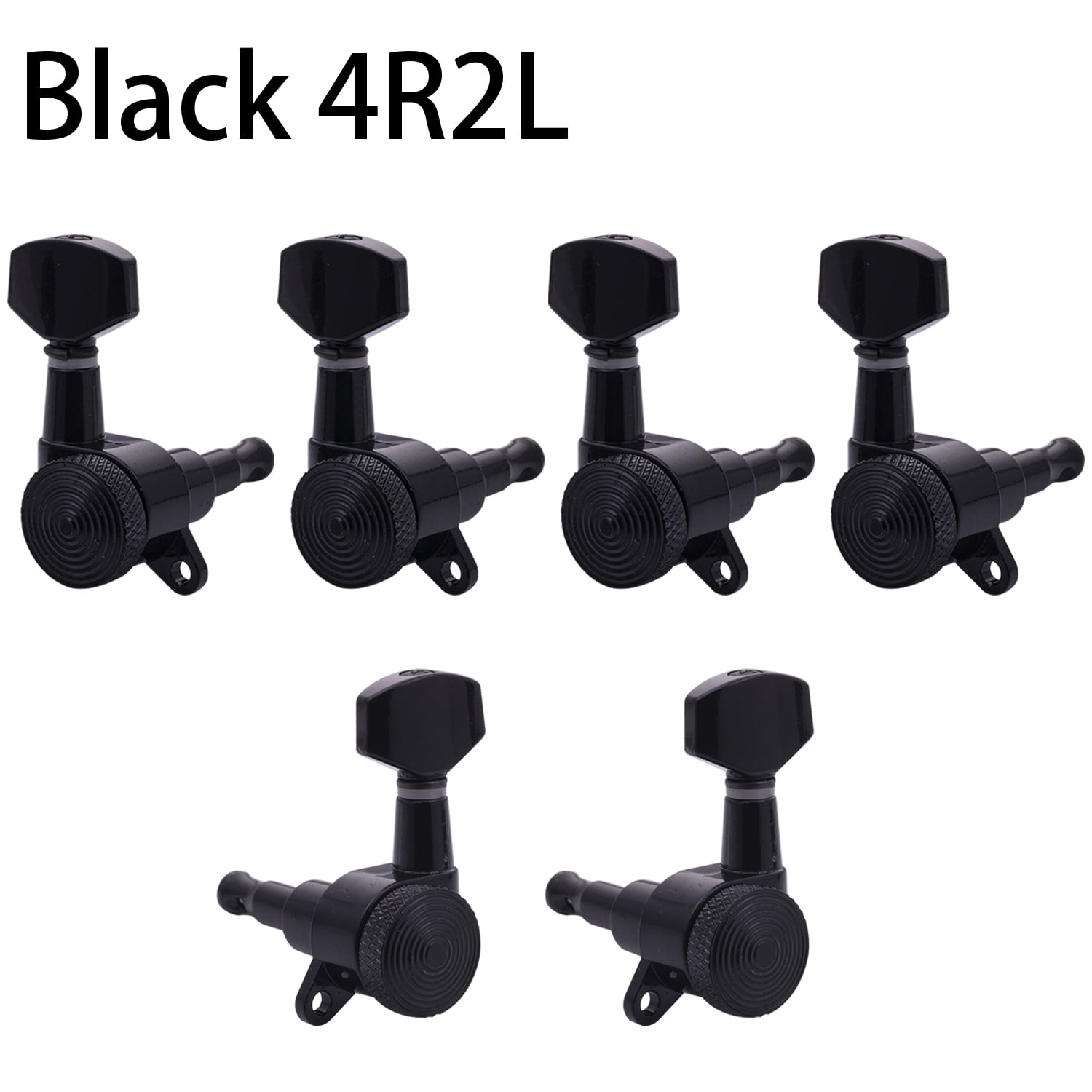 LOOKSEVEN 2L4R Locking Tuning Pegs Set, Threaded Shaft Small Square Head Tuners for Electric Guitar (2 Left 4 Right)-Black