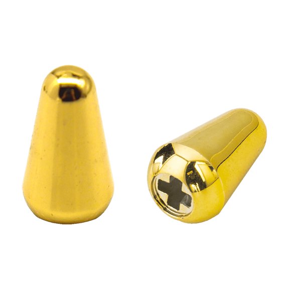 LOOKSEVEN 2Pcs 5 Way Pickup Switch Tip Metal Plastic Switch Cap Switch Knob for Strat Tele- Gold (Metal)