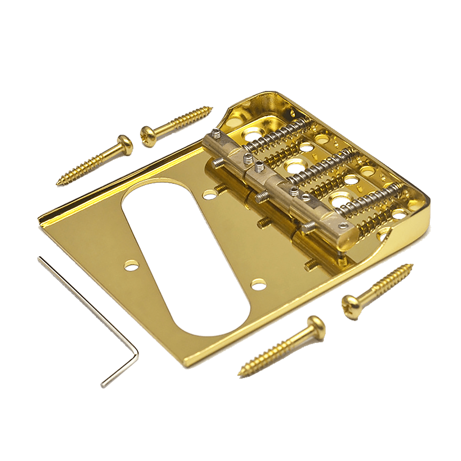 LOOKSEVEN 3-Color Vintage 6 String Tele Style Electric Guitar Bridge, Adjustable Brass Saddles, Complete Mounting Kit with Screws & Allen Wrench-gold