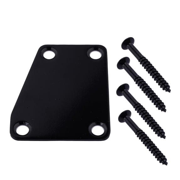 LOOKSEVEN 3 Colors Guitar Trapezoid Neck Plate with Screws 4 Hole for Electric Guitar-Black