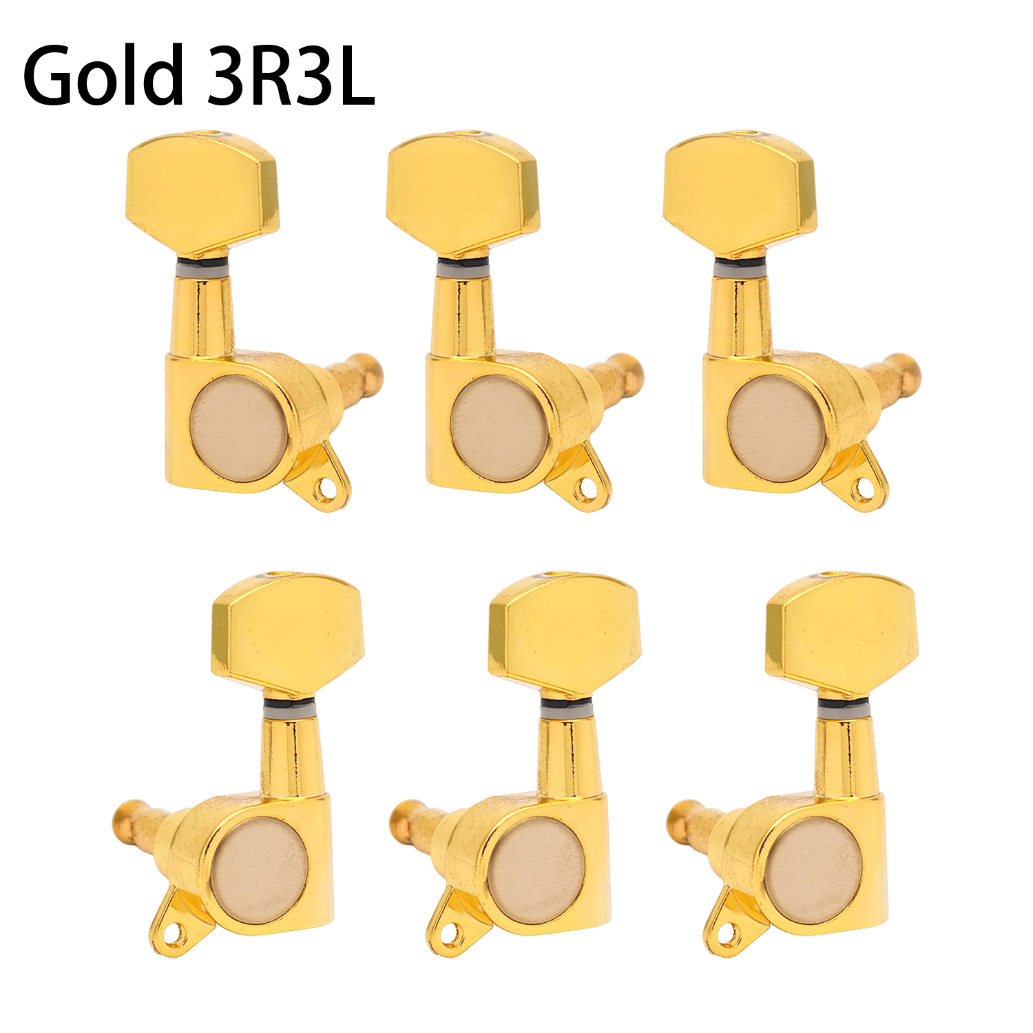 LOOKSEVEN 3 Left 3 Right Hand Sealed Guitar Tuner Pegs,Big Square Electric Guitar String Tuning Pegs Keys Machine Heads for Fender Strat Telecaster Tele/Electric Guitar-Gold