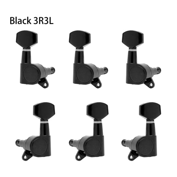 LOOKSEVEN 3 Left 3 Right Hand Sealed Guitar Tuner Pegs,Big Square Electric Guitar String Tuning Pegs Keys Machine Heads for Fender Strat Telecaster Tele/Electric Guitar-Black