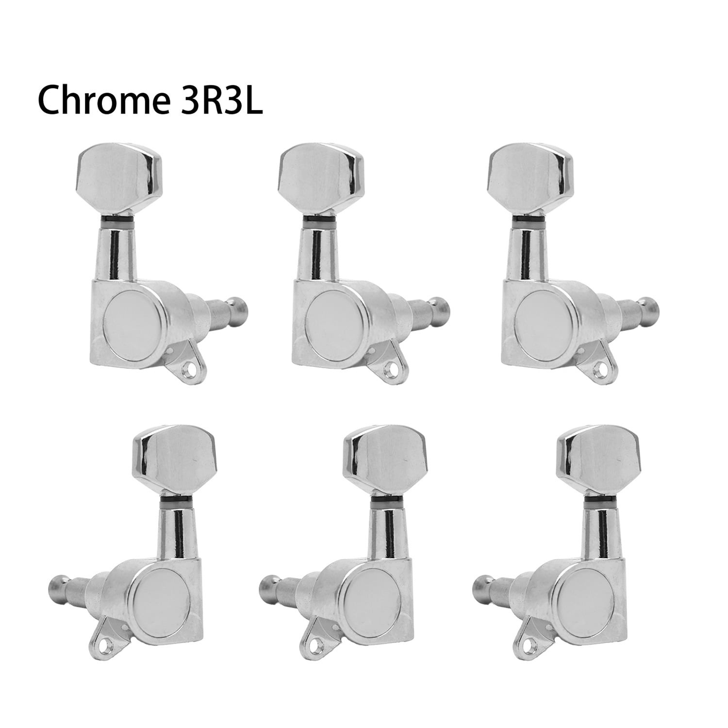LOOKSEVEN 3 Left 3 Right Hand Sealed Guitar Tuner Pegs,Big Square Electric Guitar String Tuning Pegs Keys Machine Heads for Fender Strat Telecaster Tele/Electric Guitar-Silver