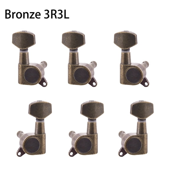 LOOKSEVEN 3 Left 3 Right Hand Sealed Guitar Tuner Pegs,Big Square Electric Guitar String Tuning Pegs Keys Machine Heads for Fender Strat Telecaster Tele/Electric Guitar-Bronze