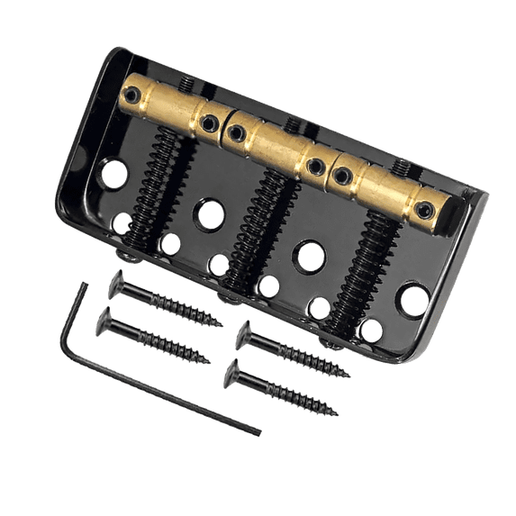LOOKSEVEN 3-Saddle Fixed Tele Style Electric Guitar Bridge, Short Version Telecaster Bridge Replacement Parts with Mounting Screws & Allen Wrench-Black