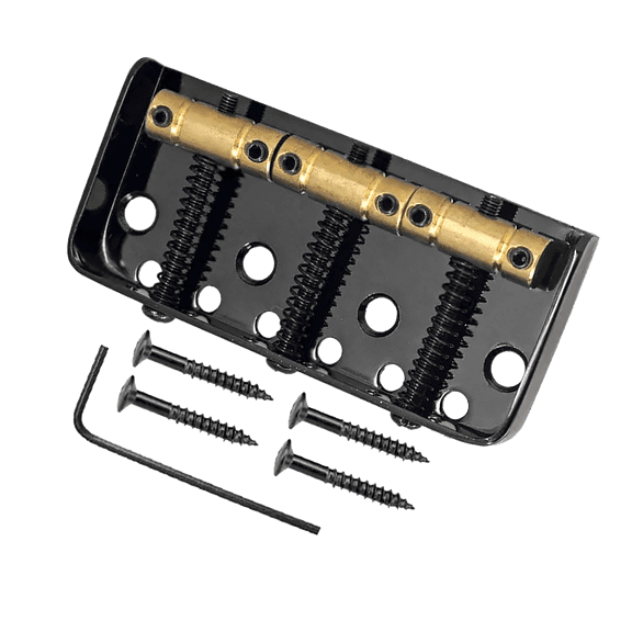 LOOKSEVEN 3-Saddle Fixed Tele Style Electric Guitar Bridge, Short Version Telecaster Bridge Replacement Parts with Mounting Screws & Allen Wrench-Black