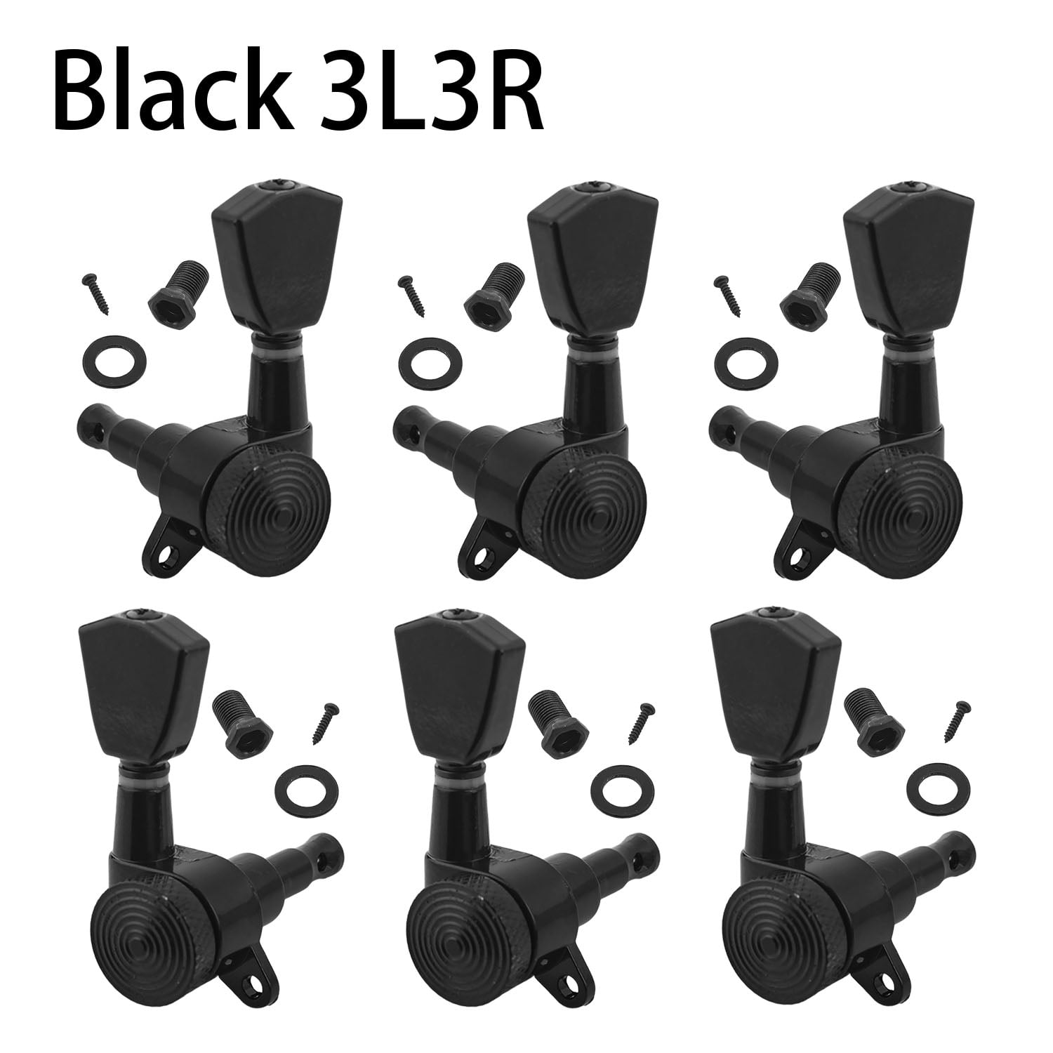 LOOKSEVEN 3L3R Inline Guitar Locking Tuners Tuning Pegs Machine Heads 1:18 Gear Ratio for Fender/Stratocaster/Telecaster guitar (Black)