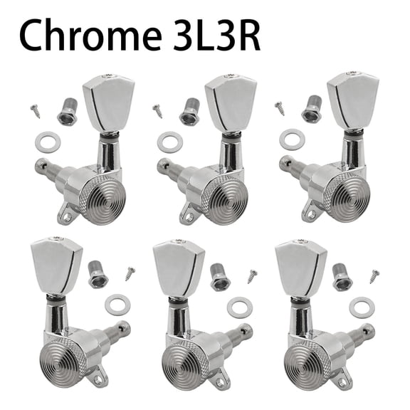 LOOKSEVEN 3L3R Inline Guitar Locking Tuners Tuning Pegs Machine Heads 1:18 Gear Ratio for Fender/Stratocaster/Telecaster guitar (Chrome)