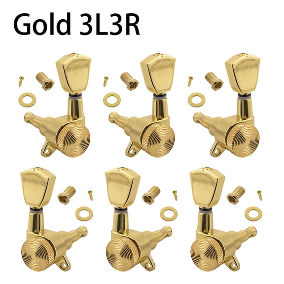 LOOKSEVEN 3L3R Inline Guitar Locking Tuners Tuning Pegs Machine Heads 1:18 Gear Ratio for Fender/Stratocaster/Telecaster guitar (Gold)