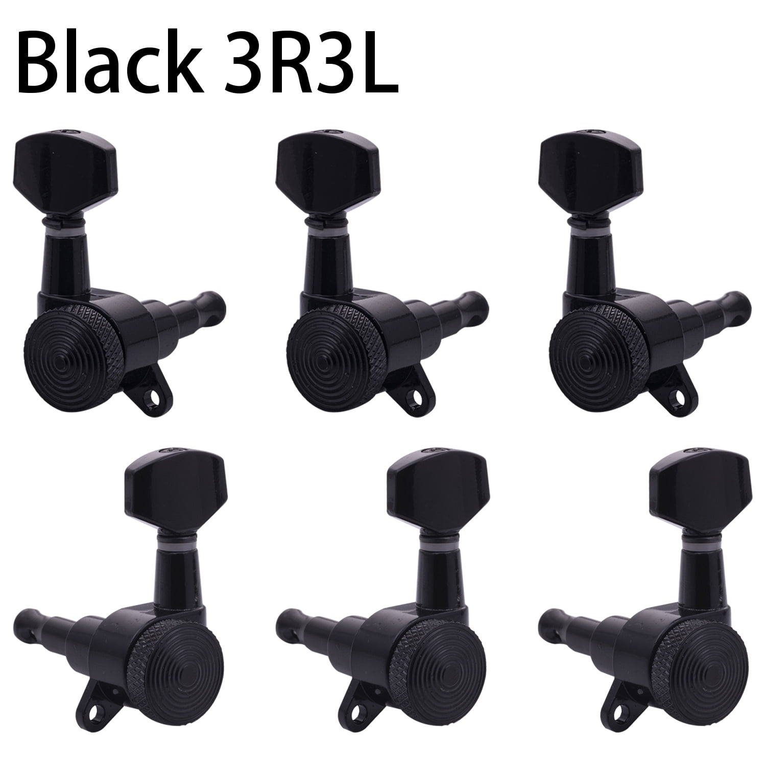 LOOKSEVEN 3L3R Locking Tuning Pegs Set, Threaded Shaft Small Square Head Tuners for Electric Guitar-Black