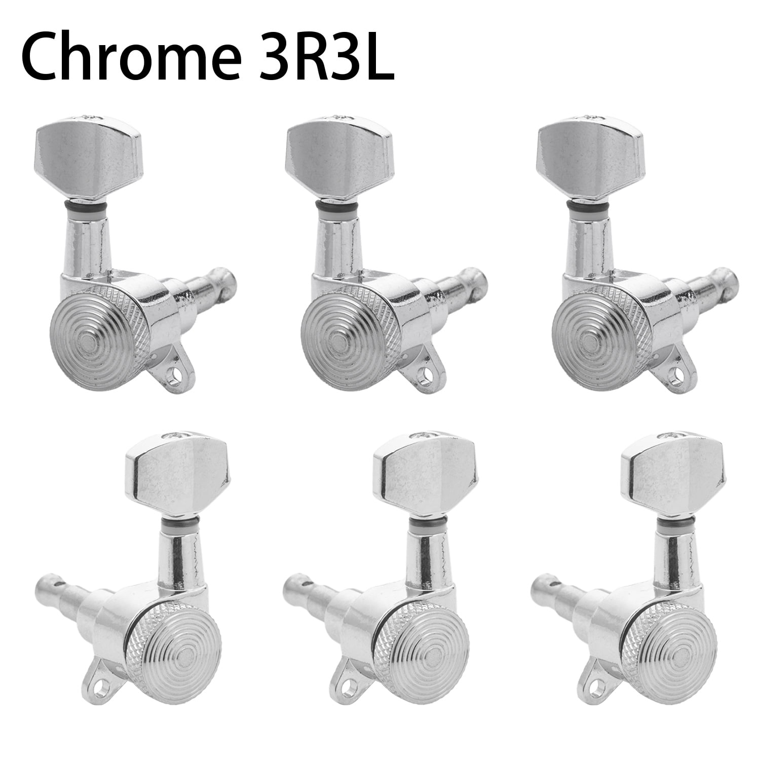 LOOKSEVEN 3L3R Locking Tuning Pegs Set, Threaded Shaft Small Square Head Tuners for Electric Guitar-Chorme