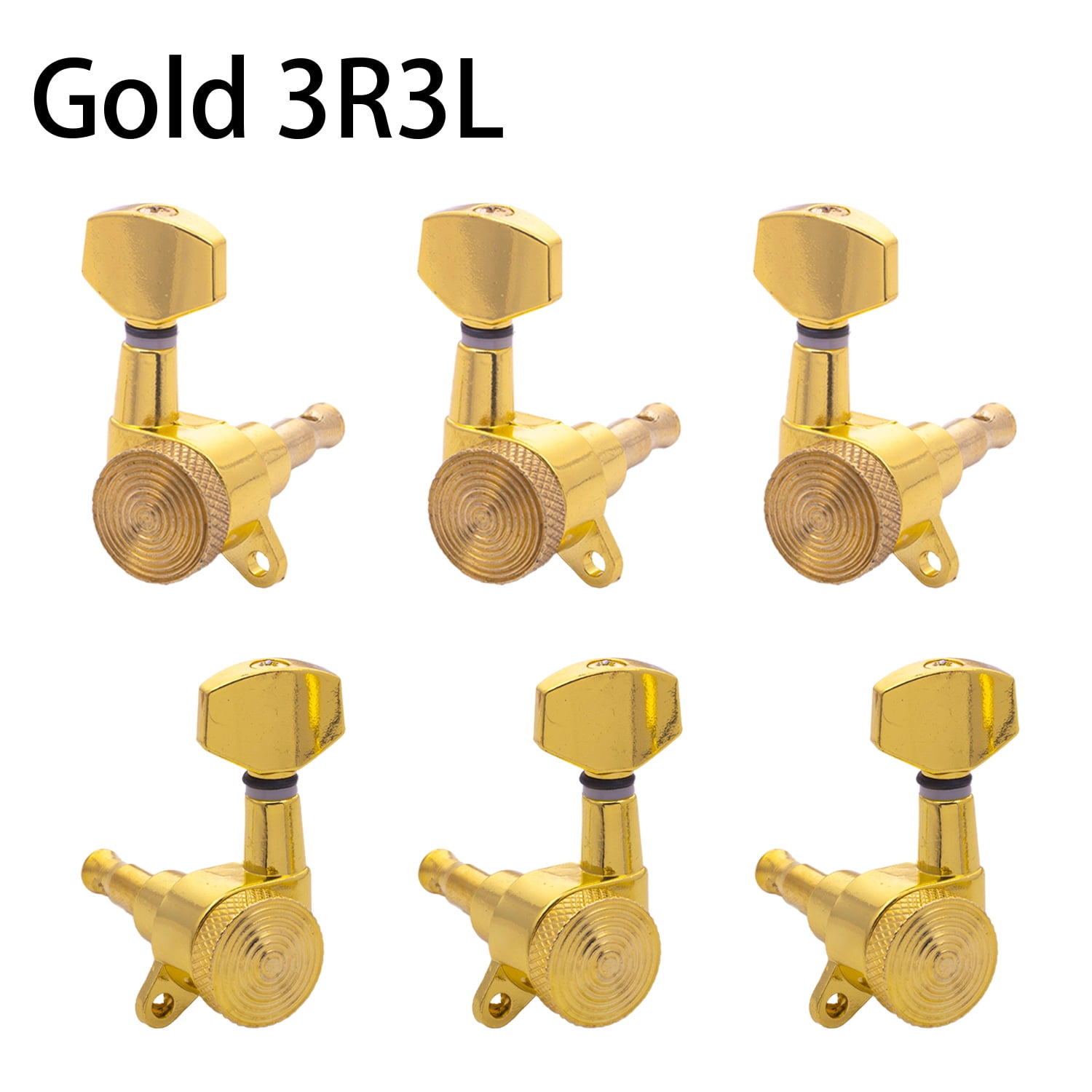 LOOKSEVEN 3L3R Locking Tuning Pegs Set, Threaded Shaft Small Square Head Tuners for Electric Guitar-Gold
