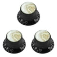 thumbnail image 1 of LOOKSEVEN 3Pcs Guitar Reflector Knob For Les Paul SG - 3 Base Colors 10 Marble Top Options-Black knob - 01, 1 of 3