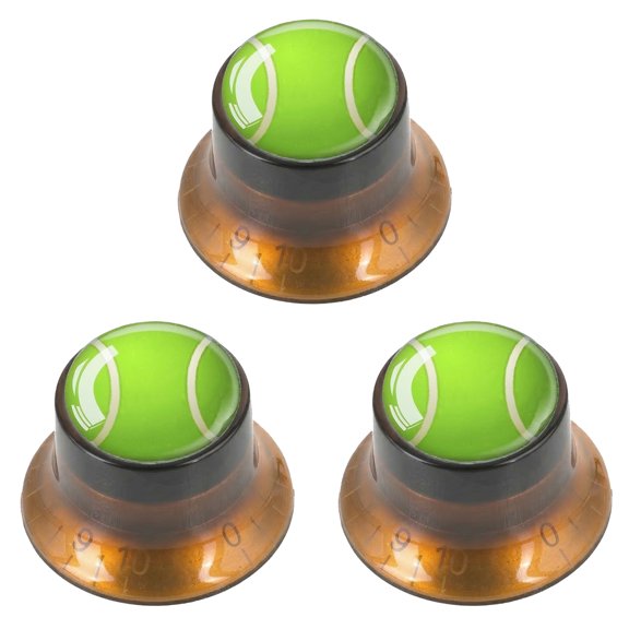 LOOKSEVEN 3Pcs Guitar Reflector Knobs For Les Paul SG - 3 Base Colors 10 Ball Tops options-Amber knob - Tennis