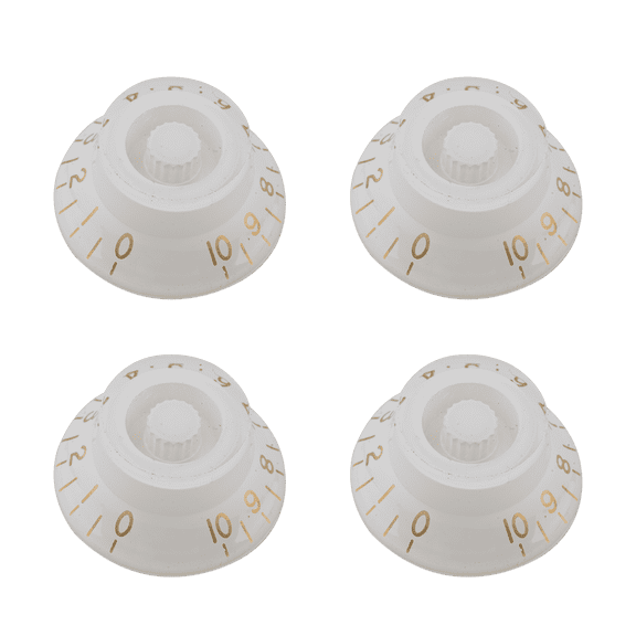 LOOKSEVEN 4 PCS Left Handed Top Hat Guitar Speed Control Knobs–Volume Tone SG Les Paul-White with Gold Number