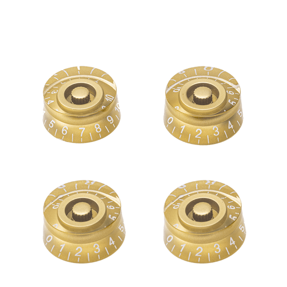LOOKSEVEN 4 Pcs LP Guitar Control Knobs Speed Dial Knobs for Les Paul SG- Gold  (White Letter)