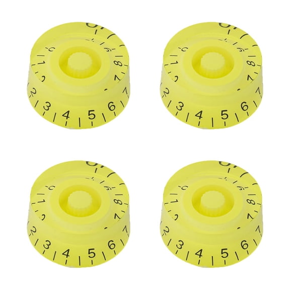 LOOKSEVEN 4-Pack Speed Dial Guitar Control Knobs Volume Tone Replacement Knobs for Les Paul Style & SG Style Electric Guitar - Fluorescent Yellow (Black Letter)