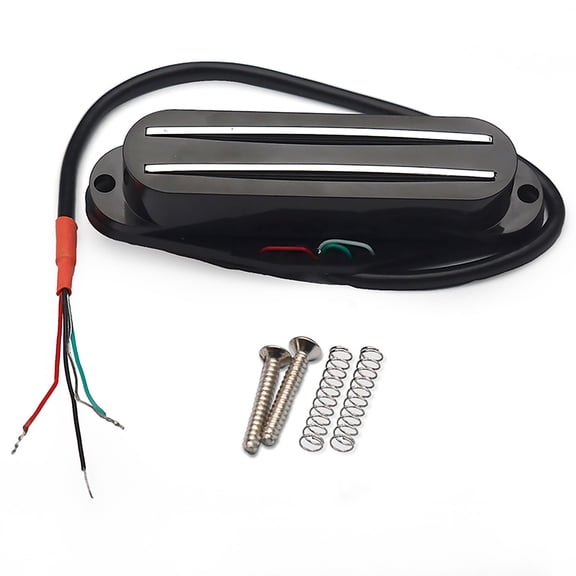 LOOKSEVEN 4 Wire Dual Rail Single Coil Mini Humbucker Pickup 9K For Strat Guitar 10 Colors- Black