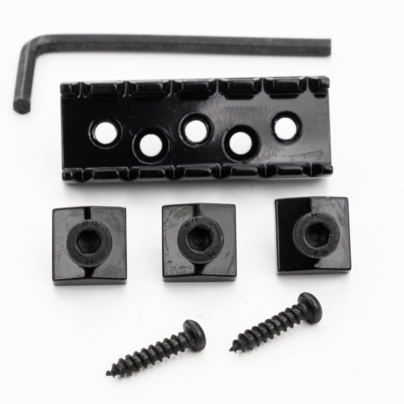LOOKSEVEN 42mm/43mm Double Locking Tremolo System Nut, Guitar Locking Nut with Screws & Allen Wrenches for Floyd Rose Style Electric Guitars-black