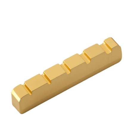 LOOKSEVEN 45mm Brass Guitar Nut, 5-String Slotted Pre-cut Nut for Electric/Acoustic Guitar/Bass Replacement, 45x6x8.8mm
