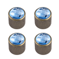 LOOKSEVEN 4pcs Knurled Bronze Metal Control Knobs with Blue Faceted ...