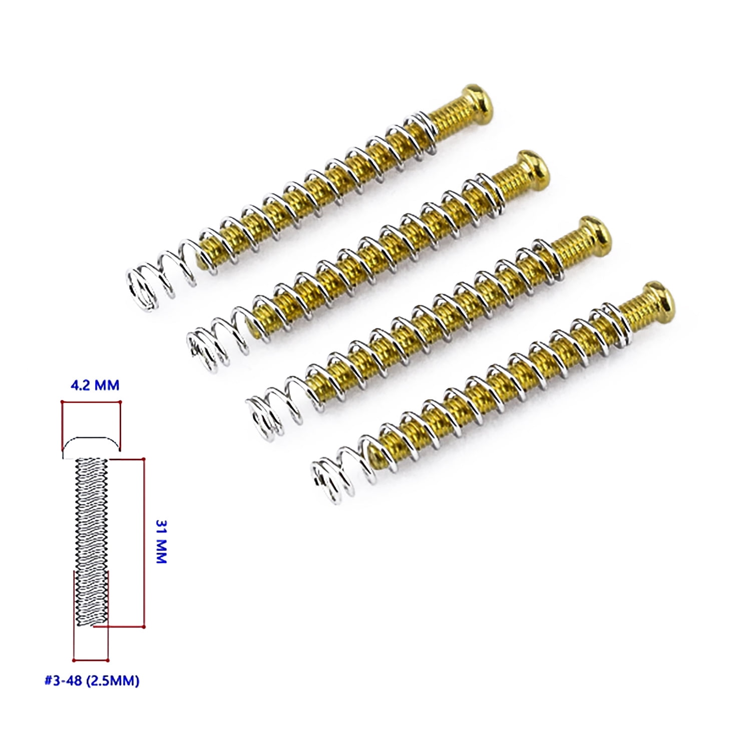 LOOKSEVEN 4x US Thread #3-48 Humbucker Pickup Height Screw Spring For ...
