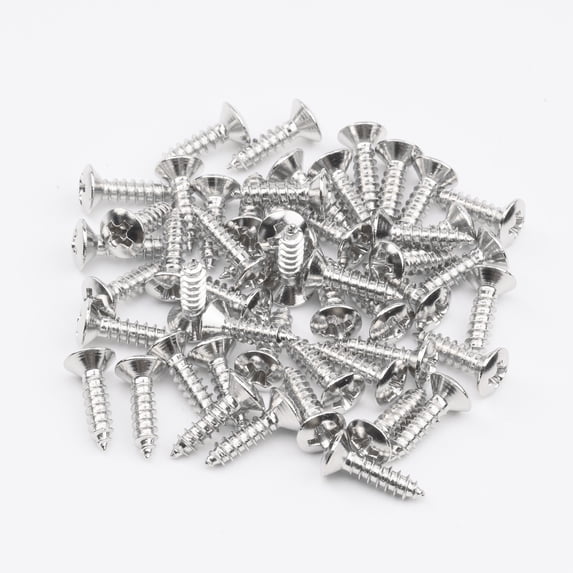 LOOKSEVEN 50Pcs Electric Guitar Scratchplate Pickguard Screws Bolts for Strat TL Guitar-Chrome