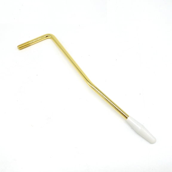 LOOKSEVEN 5mm Electric Guitar Tremolo Arm, Threaded Whammy Bar with Plastic Handle, Replacement for Strat Style Electric Guitars-Gold/White