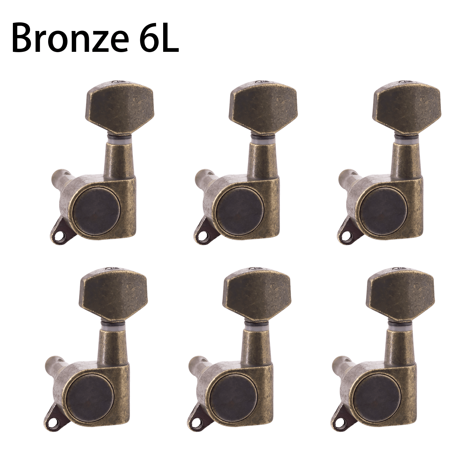 LOOKSEVEN 6 Left Hand Sealed Guitar Tuner Pegs,Big Square Electric Guitar String Tuning Pegs Keys Machine Heads for Fender Strat Stratocaster Tele Telecaster/Electric Guitar-Bronze