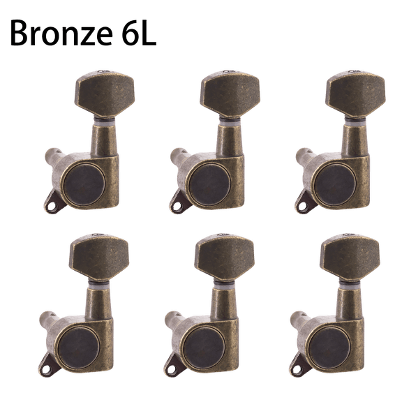 LOOKSEVEN 6 Left Hand Sealed Guitar Tuner Pegs,Big Square Electric Guitar String Tuning Pegs Keys Machine Heads for Fender Strat Stratocaster Tele Telecaster/Electric Guitar-Bronze