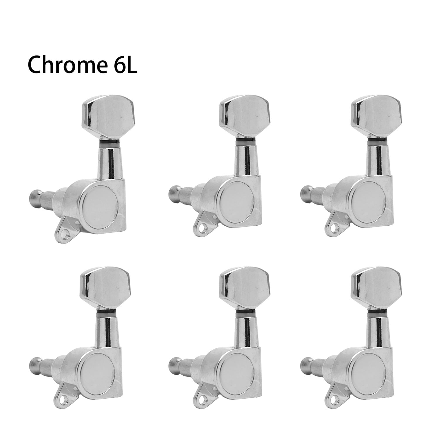 LOOKSEVEN 6 Left Hand Sealed Guitar Tuner Pegs,Big Square Electric Guitar String Tuning Pegs Keys Machine Heads for Fender Strat Stratocaster Tele Telecaster/Electric Guitar-Silver